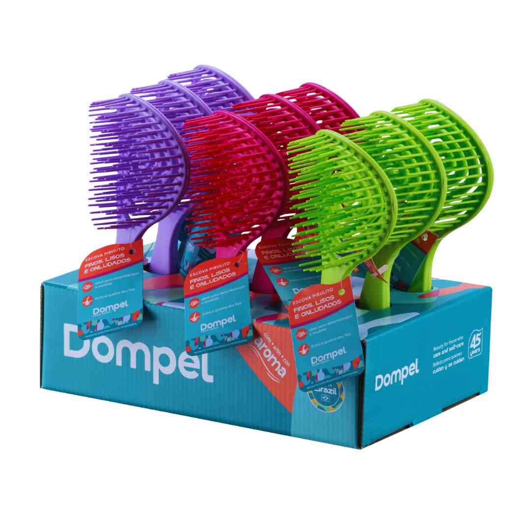 ESCOVA PIRULITO 4018 DISPLAY C/ 9UN CORES SORTIDAS DOMPEL