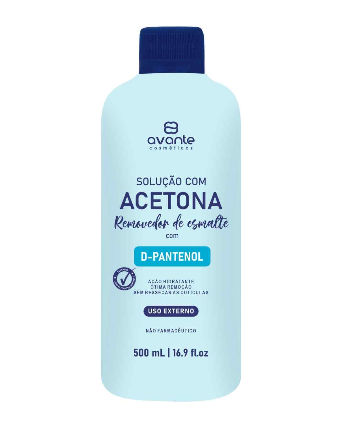 REMOVEDOR DE ESMALTE C/ ACETONA C/ D-PANTENOL 500ML AVANTE