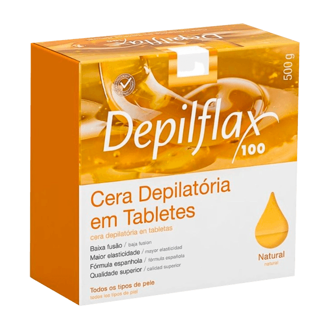 CERA DEPILATORIA QUENTE DEPILFLAX NATURAL 10 TABLETES 500GR