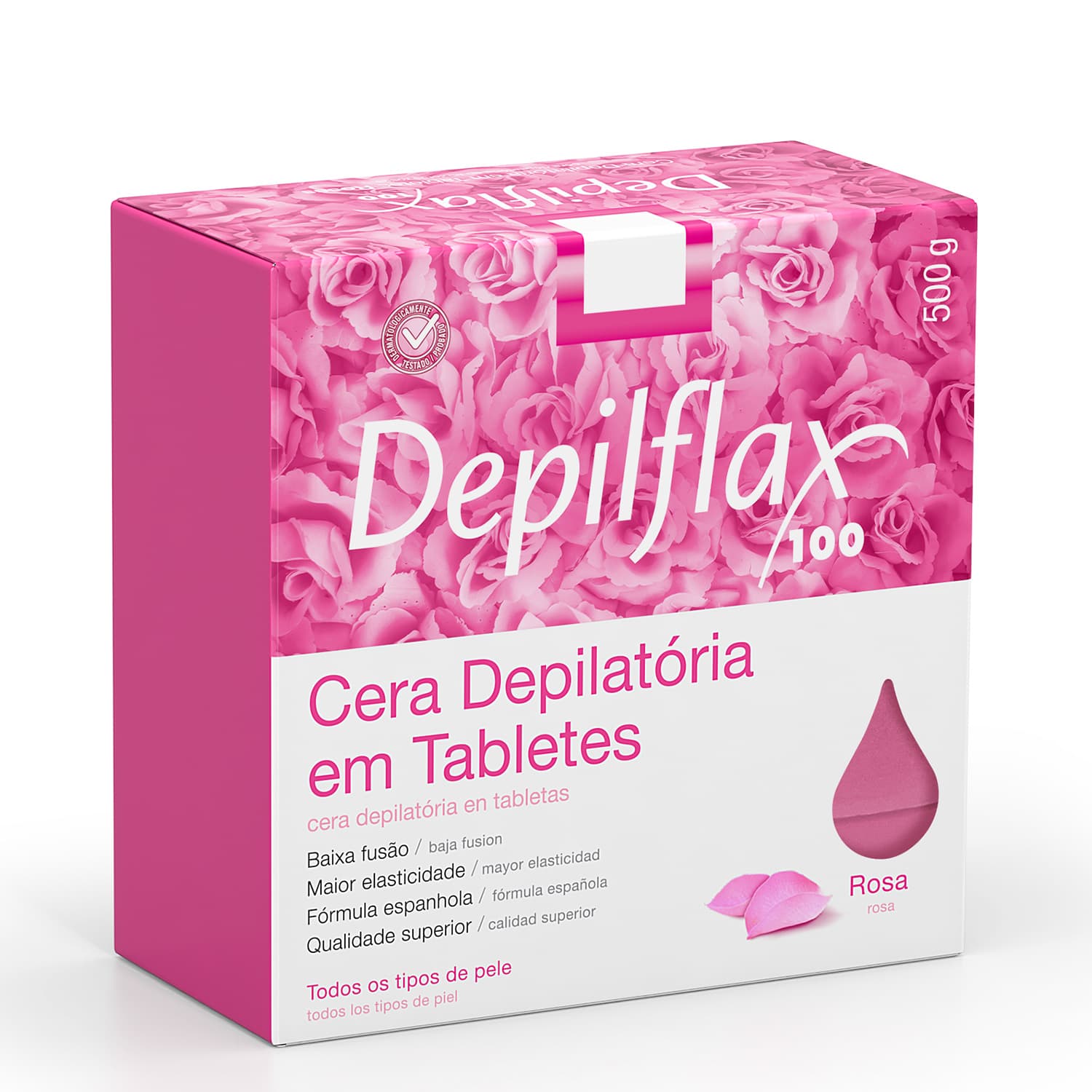 CERA DEPILATORIA QUENTE DEPILFLAX ROSA 10 TABLETES 500GR