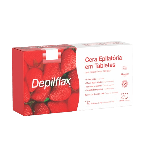 CERA DEPILATORIA QUENTE DEPILFLAX MORANGO 20 TABLETES 1KG