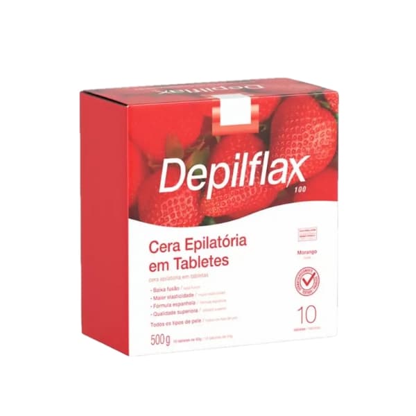 CERA DEPILATORIA QUENTE DEPILFLAX MORANGO 10 TABLETES 500GR