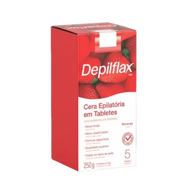 CERA DEPILATORIA QUENTE DEPILFLAX MORANGO 5 TABLETES 250GR