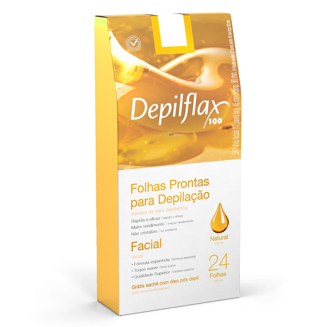 FOLHAS PRONTAS FACIAIS DEPILFLAX NATURAL C/24