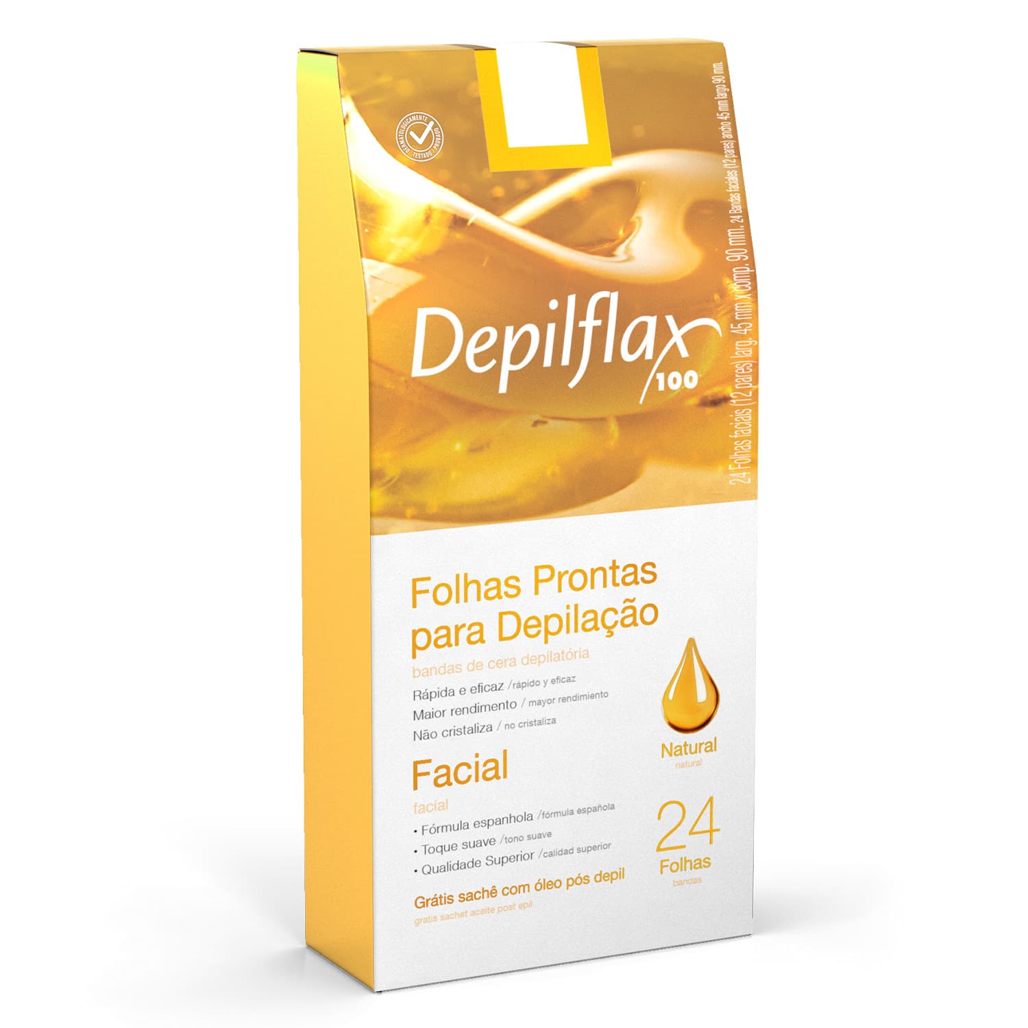 FOLHAS PRONTAS FACIAIS DEPILFLAX NATURAL C/24