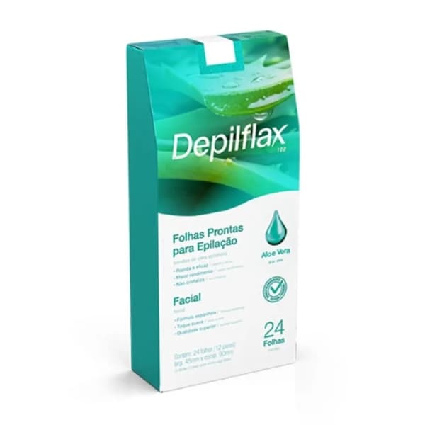 FOLHAS PRONTAS FACIAIS DEPILFLAX ALOE VERA C/24 