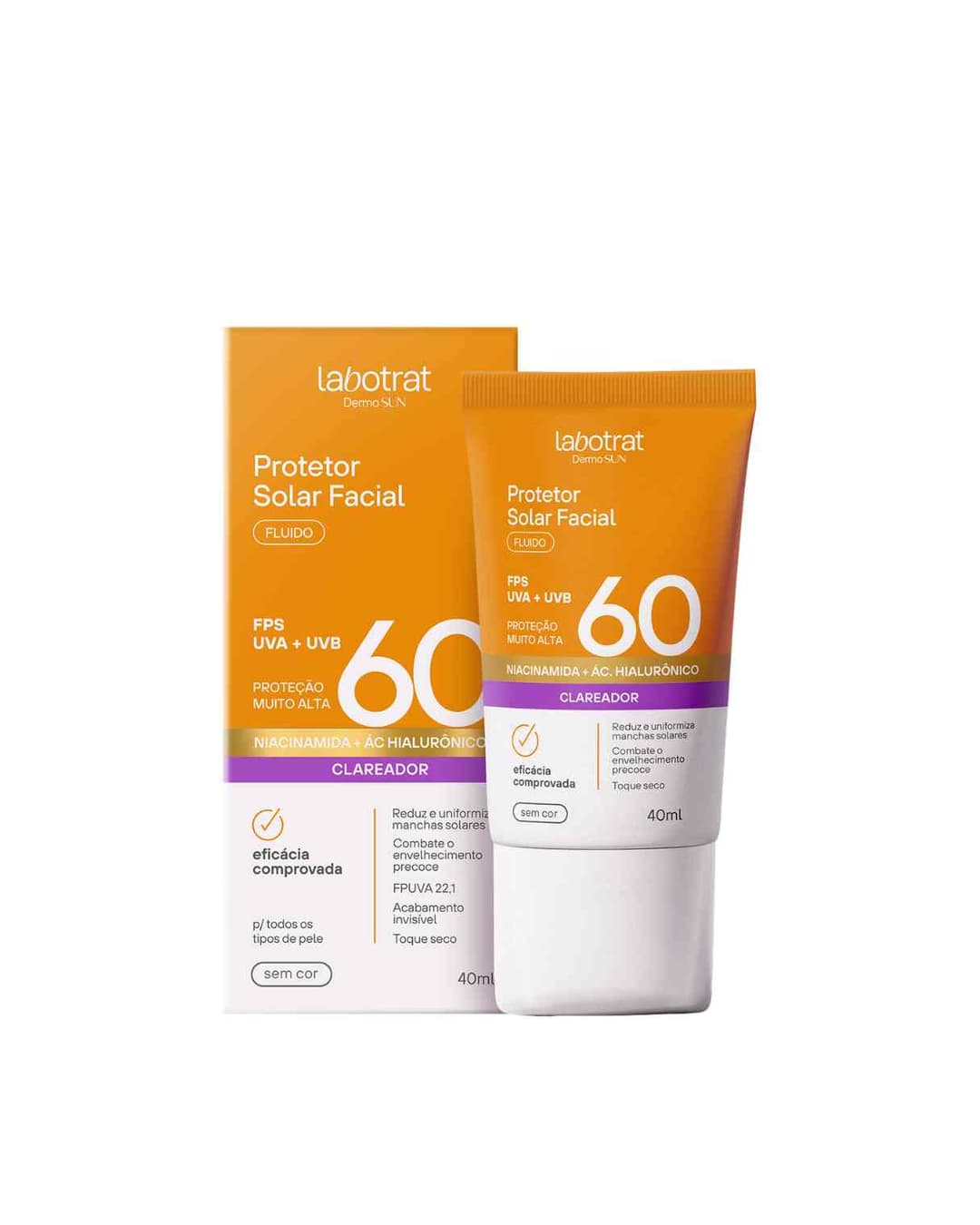 PROTETOR FLUIDO INCOLOR FPS 60 DERMO SUN 40ML LABOTRAT