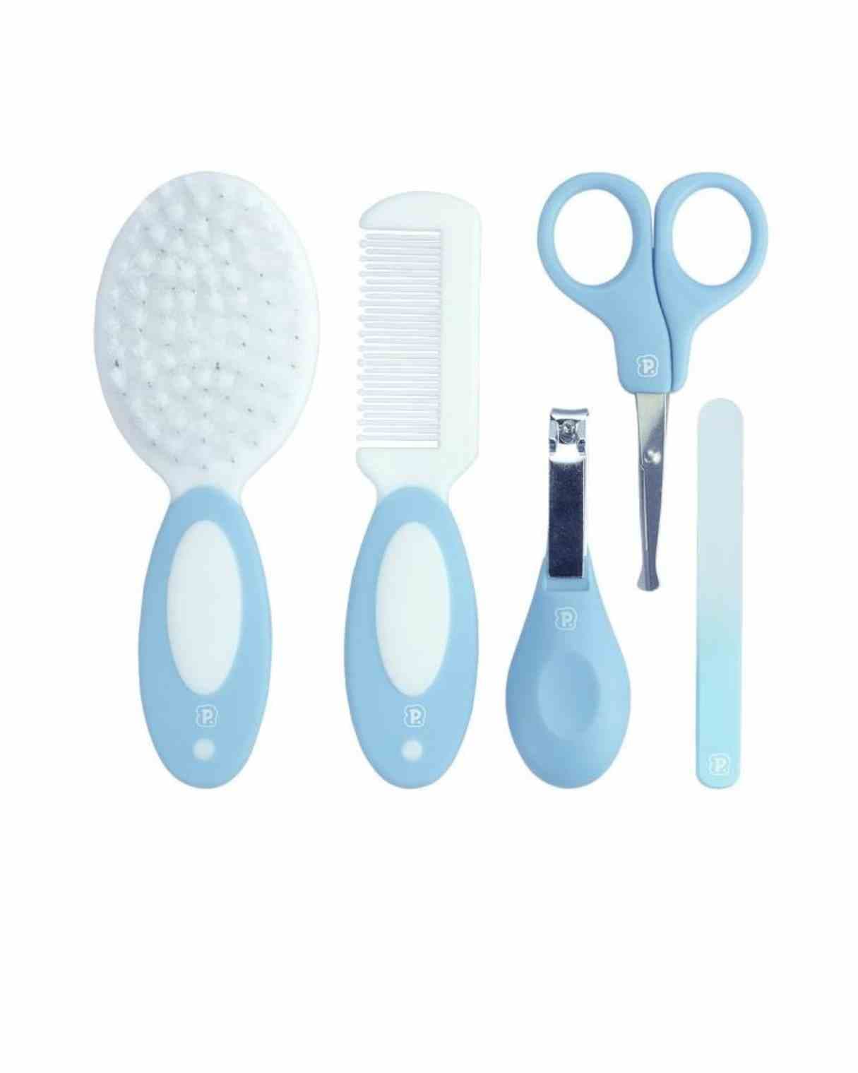KIT HIGIENE 5 PECAS (TES/CORT/LIXA/PENT/ESC) AZUL PIMPOLHO