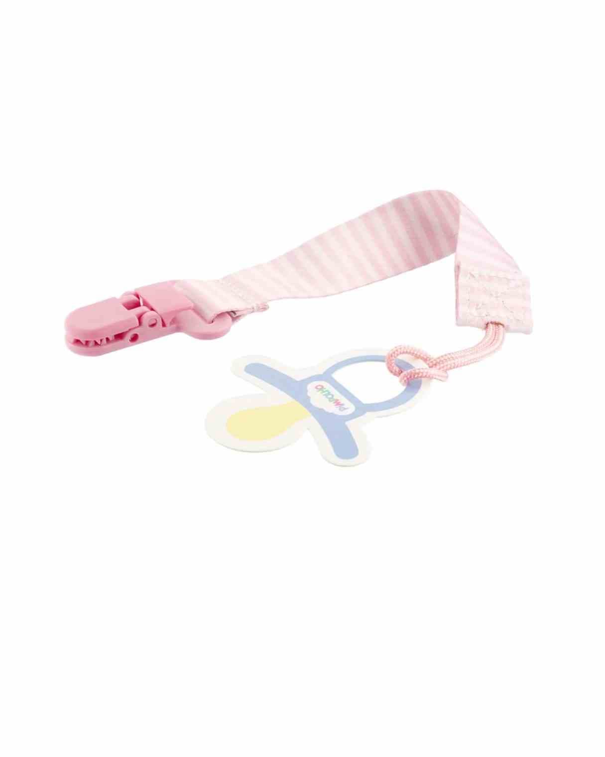 PRENDEDOR DE CHUPETA 14CM LISTRAS ROSA PIMPOLHO