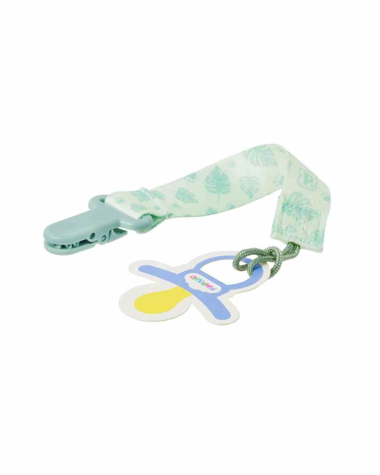 PRENDEDOR DE CHUPETA 14CM FOLHAS VERDE PIMPOLHO