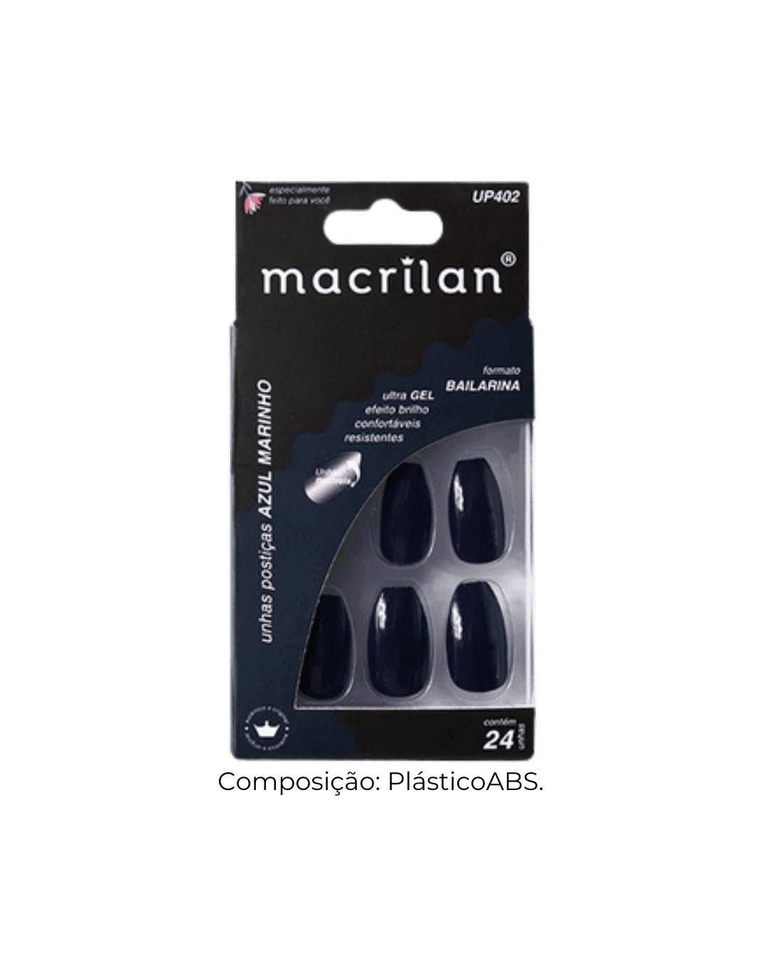 UP402 UNHAS POSTICAS MACRILAN BAILARINA AZUL MARINHO CX/24