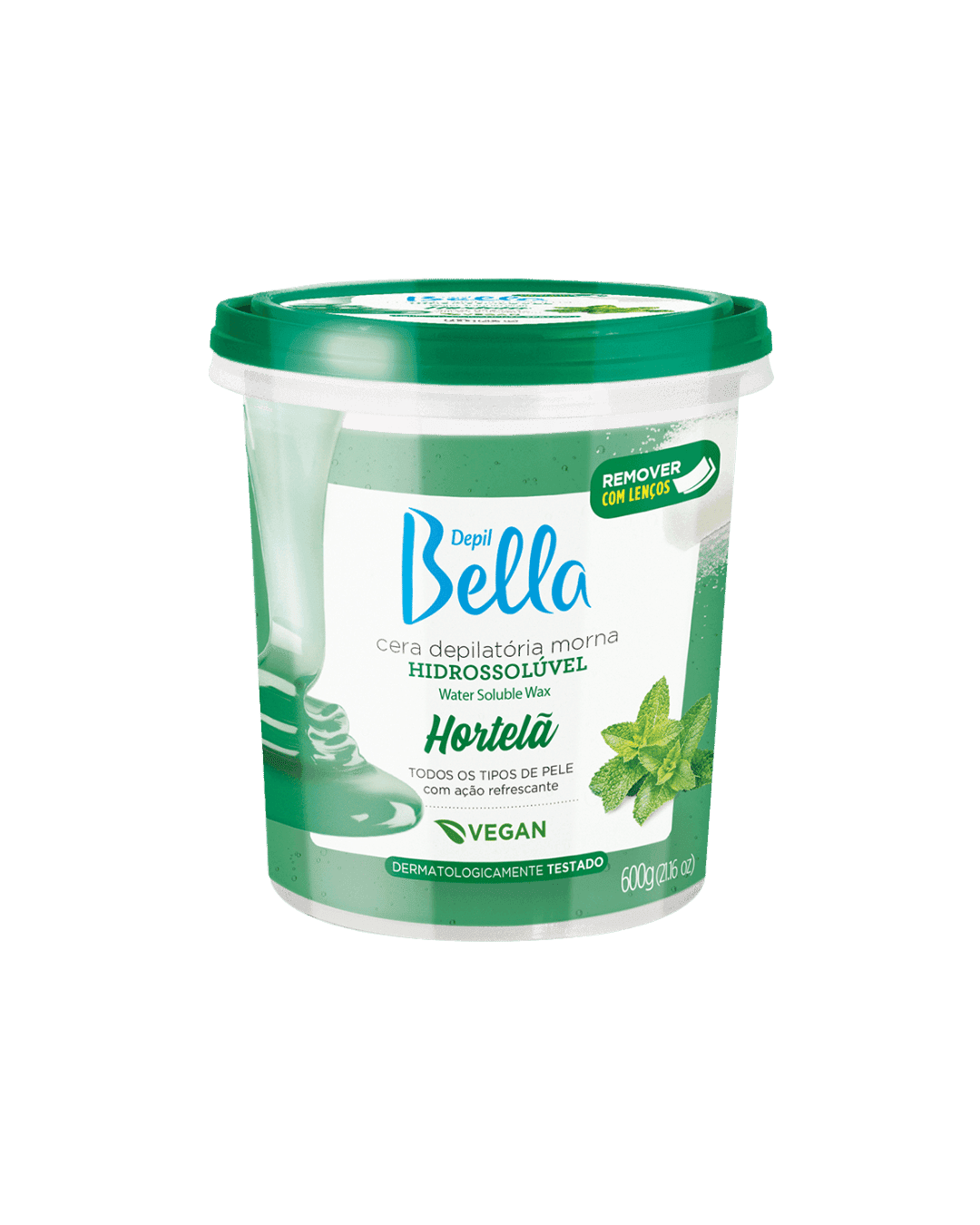 CERA DEPILATORIA HIDROSSOLUVEL HORTELA 600G DEPILBELLA